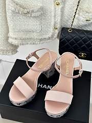 Chanel Sandals Grosgrain & Diamanté Pink 9cm - 4