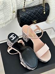 Chanel Sandals Grosgrain & Diamanté Pink 9cm - 3