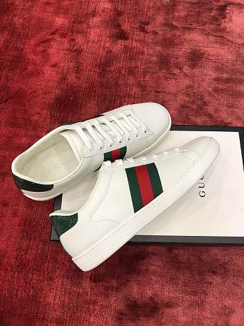 Gucci Ace Leather Sneaker With Green Crocodile