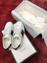 Gucci Ace Leather Sneaker With Green Crocodile - 3