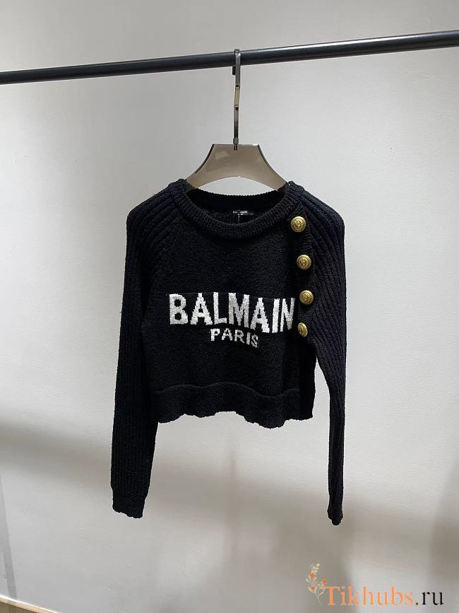 Balmain Logo Intarsia Wool-blend Sweater - 1