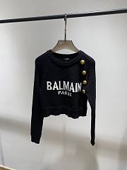 Balmain Logo Intarsia Wool-blend Sweater - 1