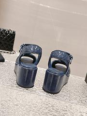 Chanel Open Toe Platform Casual Style Leather Party Style Blue - 5