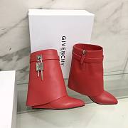 Givenchy Shark Lock Ankle Red Silver Boots - 1