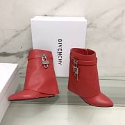 Givenchy Shark Lock Ankle Red Silver Boots - 5