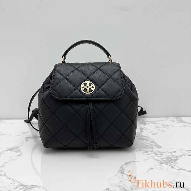 Tory Burch Willa Leather Black Backpack 24x12x21cm - 1