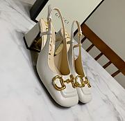 Gucci Mid-Heel With Horsebit Sandal White Heel 8cm - 1