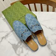 Gucci Princetown Horsebit Denim Blue Slipper - 3