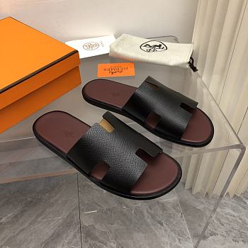 Hermes Oran Black Wine Epsom Slides