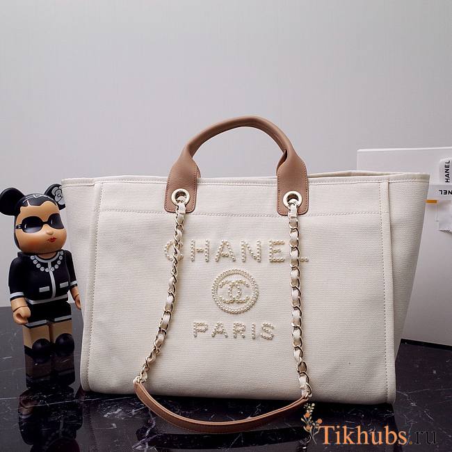 Chanel Shopping Tote Bag White 38x30x21cm - 1