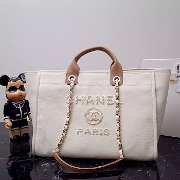Chanel Shopping Tote Bag White 38x30x21cm