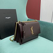 YSL Sunset Medium Leather Shoulder Bag Brown Gold 22x9x16cm - 4