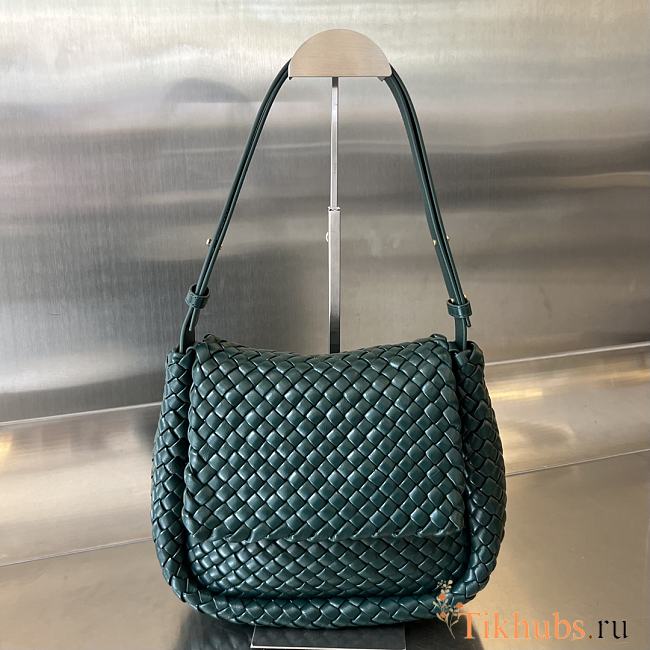 Bottega Veneta Cobble Shoulder Green Bag 27x20x9cm - 1