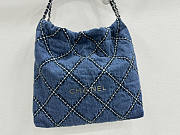 Chanel 22 Handbag Stitched Denim Silver 42x39x8cm - 3