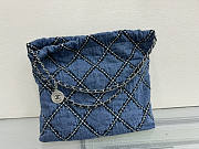 Chanel 22 Handbag Stitched Denim Silver 42x39x8cm - 4