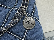 Chanel 22 Handbag Stitched Denim Silver 42x39x8cm - 6