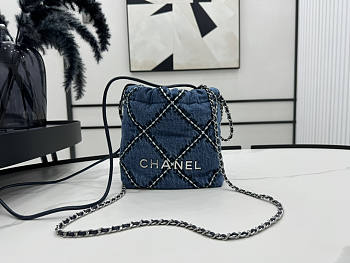 Chanel Mini 22 Handbag Stitched Denim 20x19x6cm