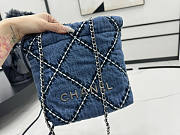 Chanel Mini 22 Handbag Stitched Denim 20x19x6cm - 3