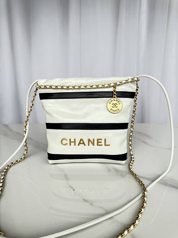 Chanel 22 Handbag White Black 20x19x6cm