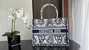 Dior Medium Book Tote White Navy Blue Toile De Jouy Soleil 36cm - 1