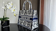 Dior Medium Book Tote White Navy Blue Toile De Jouy Soleil 36cm - 5