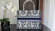 Dior Medium Book Tote White Navy Blue Toile De Jouy Soleil 36cm - 4