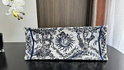 Dior Medium Book Tote White Navy Blue Toile De Jouy Soleil 36cm - 3