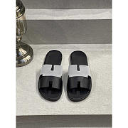 Hermes Izmir Sandal Black Grey Slides Leather - 1