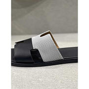 Hermes Izmir Sandal Black Grey Slides Leather - 5