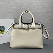 Prada Buckle Medium Leather Handbag With Belt White 32x23x11cm - 1