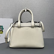 Prada Buckle Medium Leather Handbag With Belt White 32x23x11cm - 5