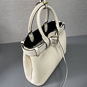 Prada Buckle Medium Leather Handbag With Belt White 32x23x11cm - 3