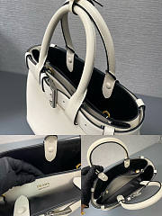 Prada Buckle Medium Leather Handbag With Belt White 32x23x11cm - 2