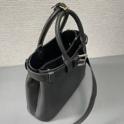 Prada Buckle Medium Leather Handbag With Belt Black 32x23x11cm - 4