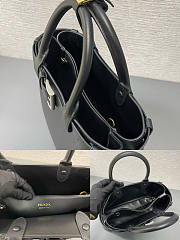 Prada Buckle Medium Leather Handbag With Belt Black 32x23x11cm - 5