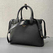 Prada Buckle Medium Leather Handbag With Belt Black 32x23x11cm - 2