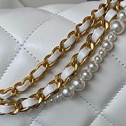 Chanel Flap Bag Lustrous Lambskin White Pearls 19.5x14.5x7.5cm - 5