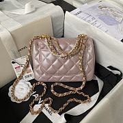 Chanel Mini Flap Bag Lustrous Lambskin Pink Pearls 17x12.5x5cm - 3