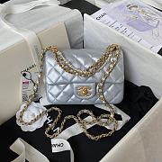 Chanel Mini Flap Bag Lustrous Lambskin Grey Pearls 17x12.5x5cm - 1