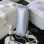Chanel Mini Flap Bag Lustrous Lambskin Grey Pearls 17x12.5x5cm - 5