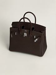 Hermes Birkin Crocodile Brown Togo And Crocodile Silver 25cm - 3