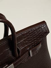 Hermes Birkin Crocodile Brown Togo And Crocodile Silver 25cm - 6