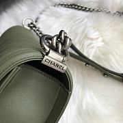 Chanel Leboy Bag Chevron Khaki Green Lambskin Silver 25cm - 4