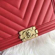 Chanel Leboy Bag Chevron Red Lambskin Gold 25cm - 2