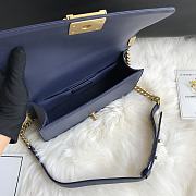 Chanel Leboy Bag Chevron Navy Blue Lambskin Gold 25cm - 2