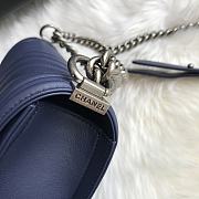 Chanel Leboy Bag Chevron Navy Blue Lambskin Silver 25cm - 4