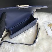 Chanel Leboy Bag Chevron Navy Blue Lambskin Silver 25cm - 2