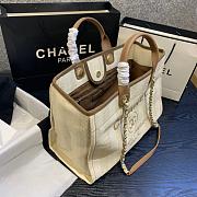 Chanel Shopping Tote Bag Canvas Beige 38x32x18cm - 4