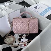 Chanel Flap Top Handle Bag Pink Gold 20x12x6cm - 2