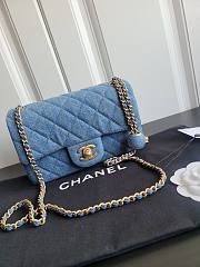 Chanel Flap Bag Denim Gold Blue 20cm - 1